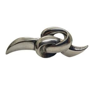 Vintage Givenchy Love Knot Brooch Signed 1970s Designer Silver Metal Pin
